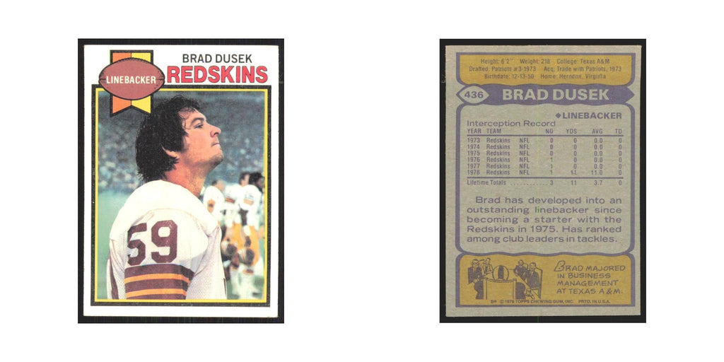 1979 Topps Brad Dusek Redskins #436
