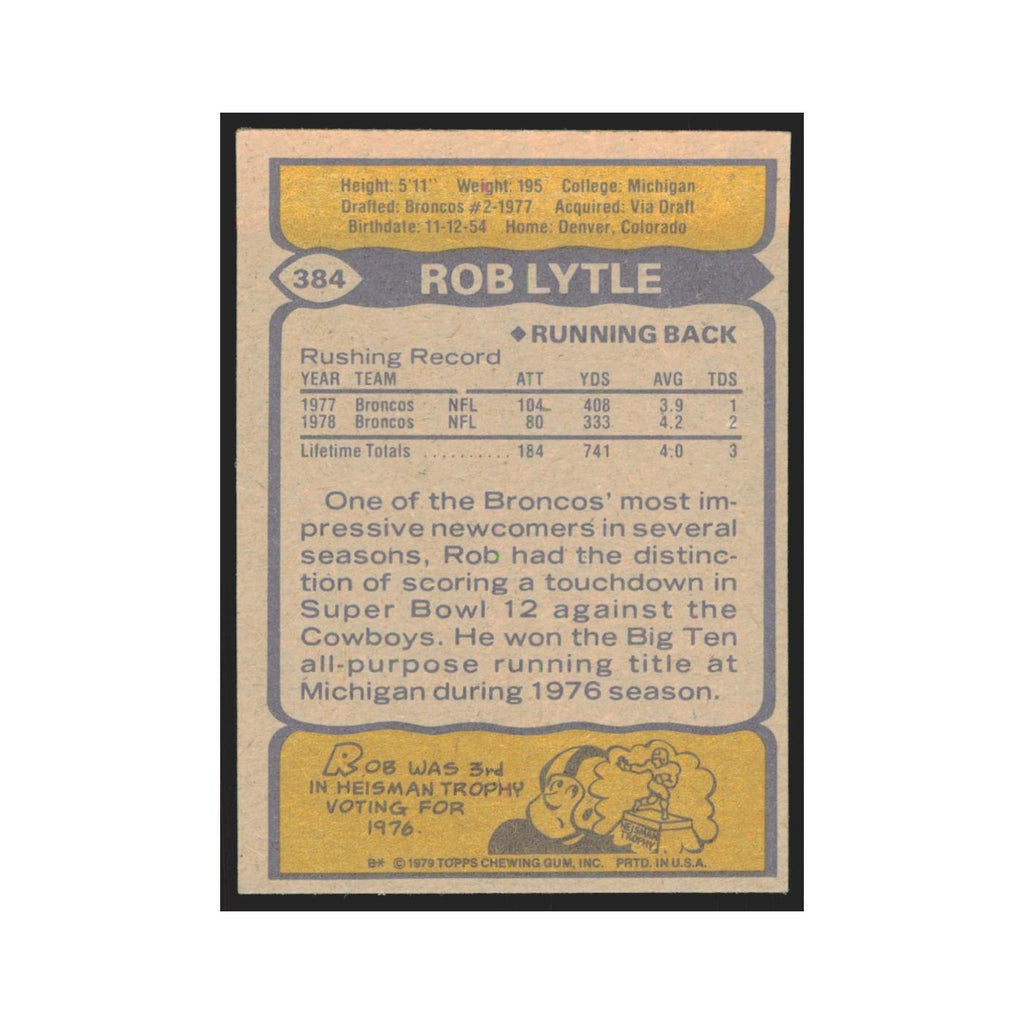 1979 Topps Rob Lytle Broncos #384