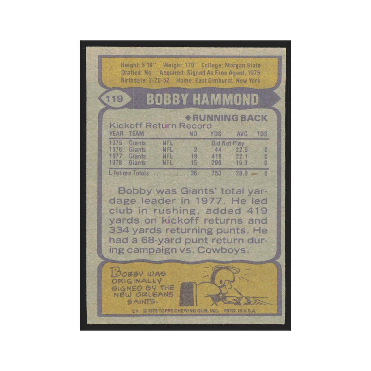 1979 Topps Bobby Hammond Giants #119