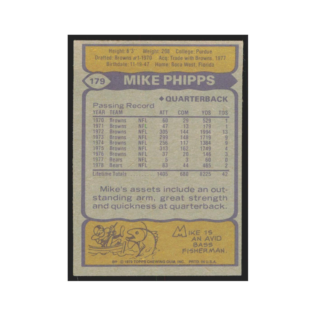 1979 Topps Mike Phipps Bears #179