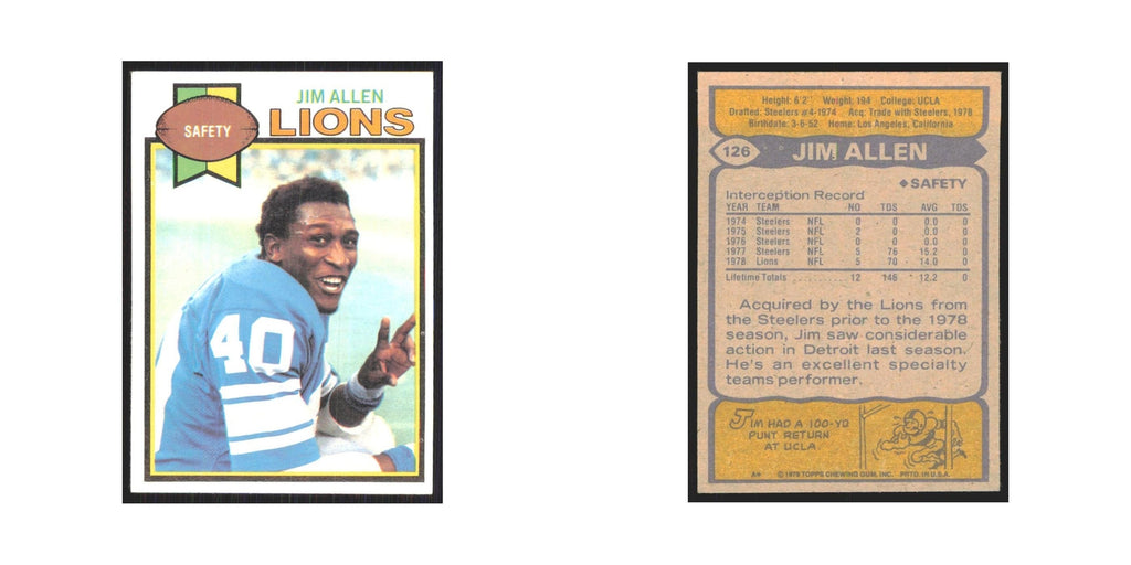 1979 Topps Jim Allen Lions #126