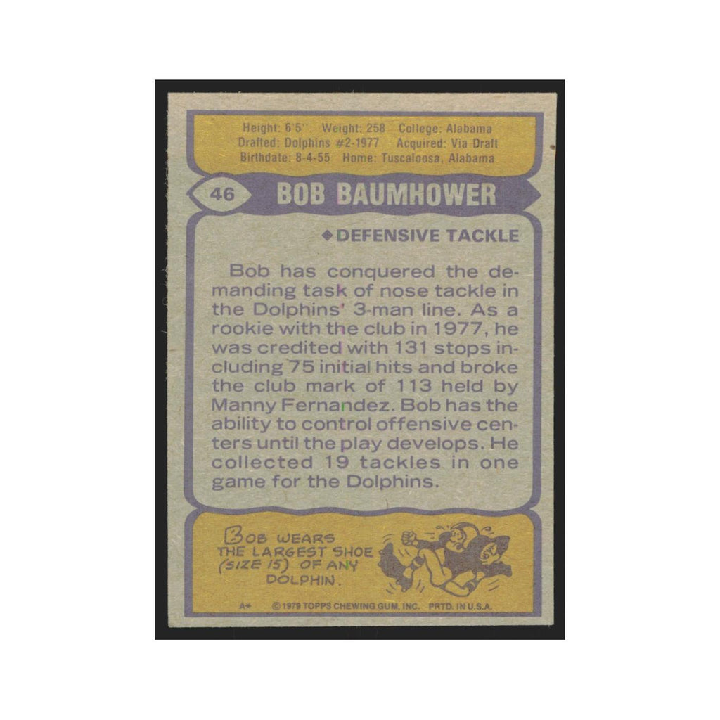 1979 Topps Bob Baumhower Dolphins #46