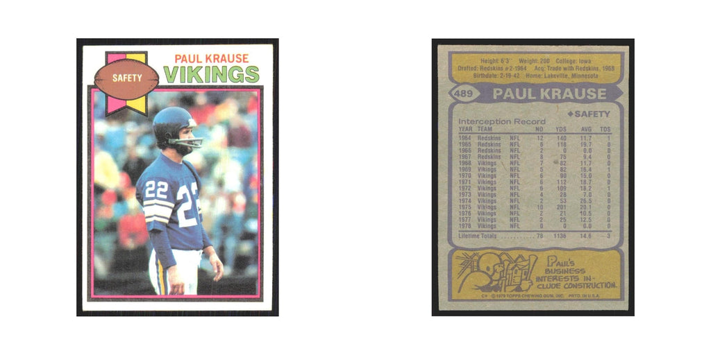 1979 Topps Paul Krause Vikings #489