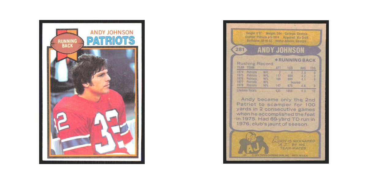 1979 Topps Andy Johnson Patriots #281