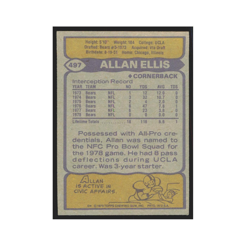 1979 Topps Allan Ellis Bears #497