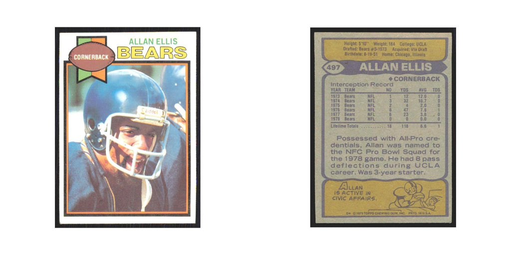 1979 Topps Allan Ellis Bears #497