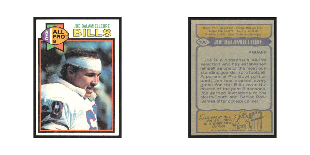 1979 Topps Joe DeLamielleure Bills #190