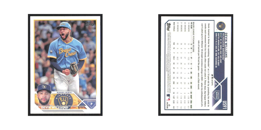 Devin Williams 2023 Topps Update #US91 Milwaukee Brewers Baseball Card NM
