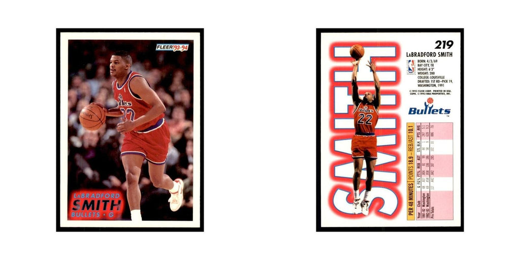 1993 Fleer LaBradford Smith Basketball Cards #219