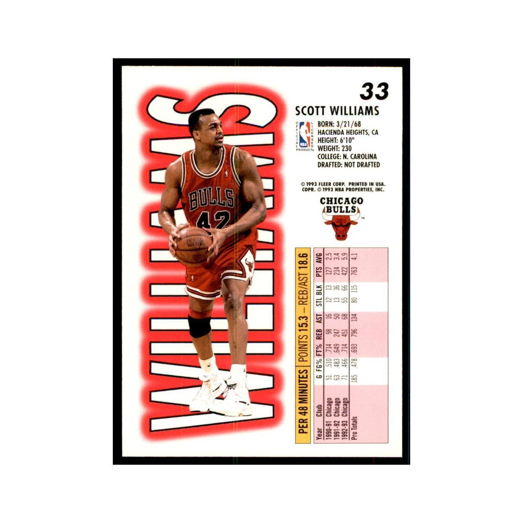 1993 Fleer Scott Williams Basketball Cards #33