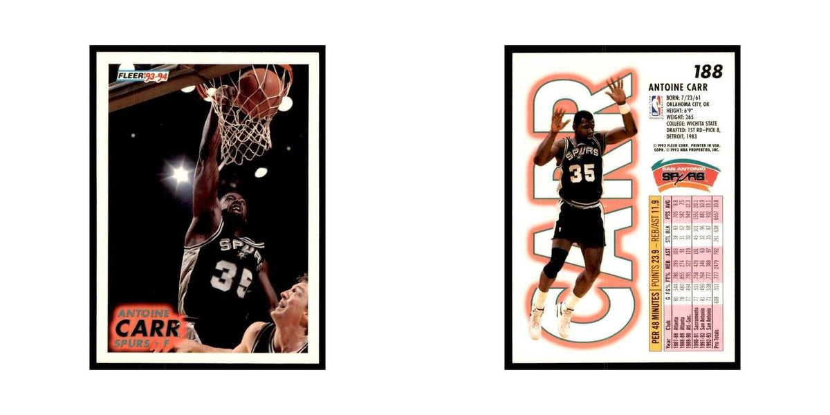 1993 Fleer Antoine Carr Basketball Cards #188