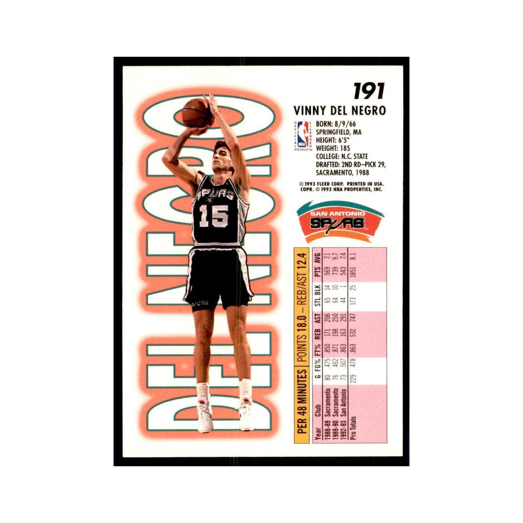 1993 Fleer Vinny Del Negro Basketball Cards #191