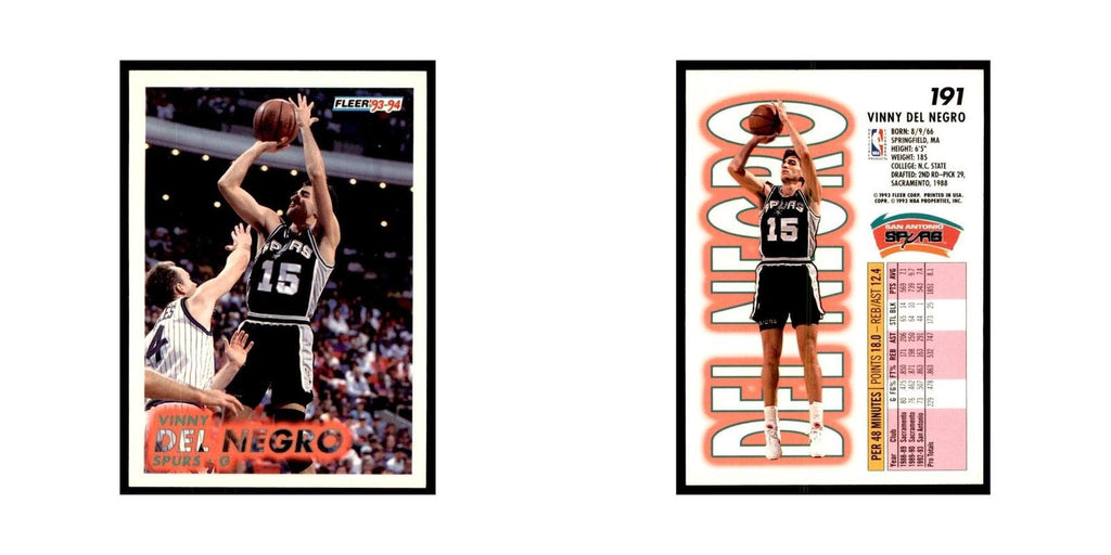 1993 Fleer Vinny Del Negro Basketball Cards #191