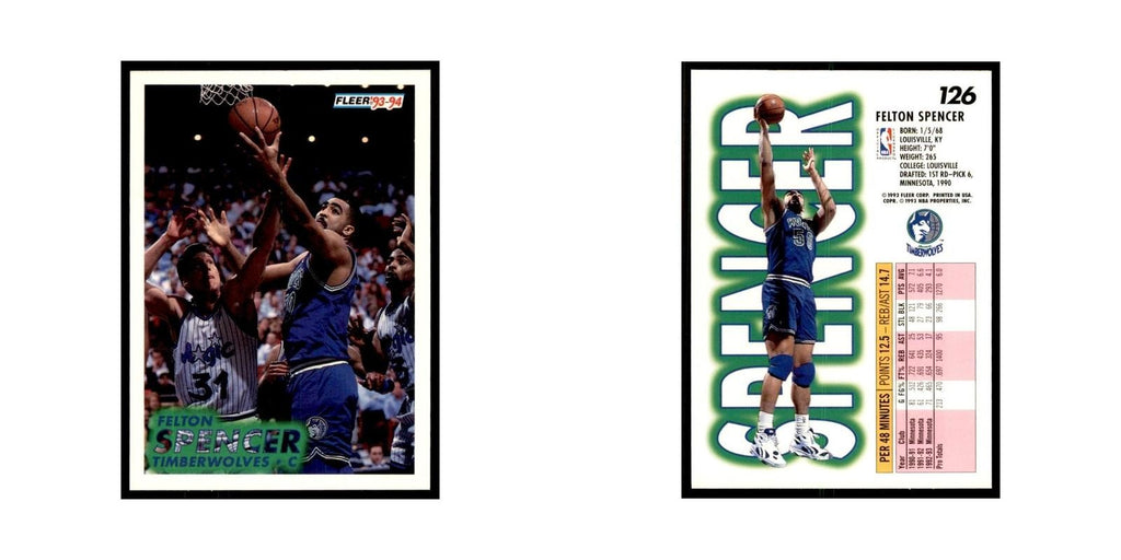 1993 Fleer Felton Spencer Basketball Cards #126