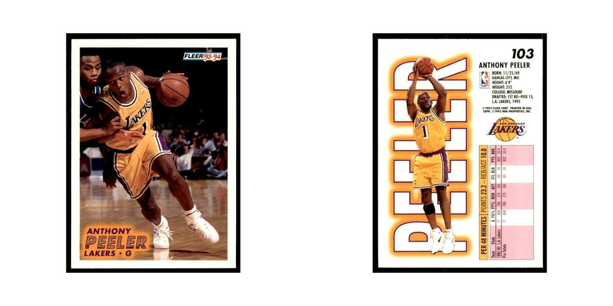 1993 Fleer Anthony Peeler Basketball Cards #103