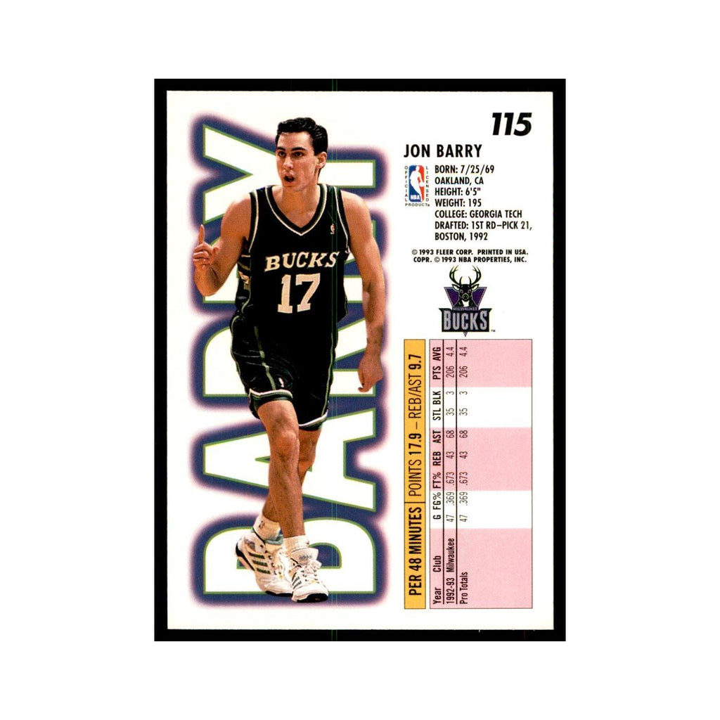 1993 Fleer Jon Barry Cards #115