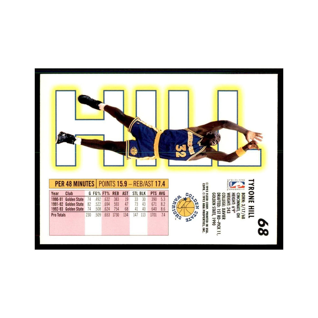 1993 Fleer Tyrone Hill Basketball Cards #68