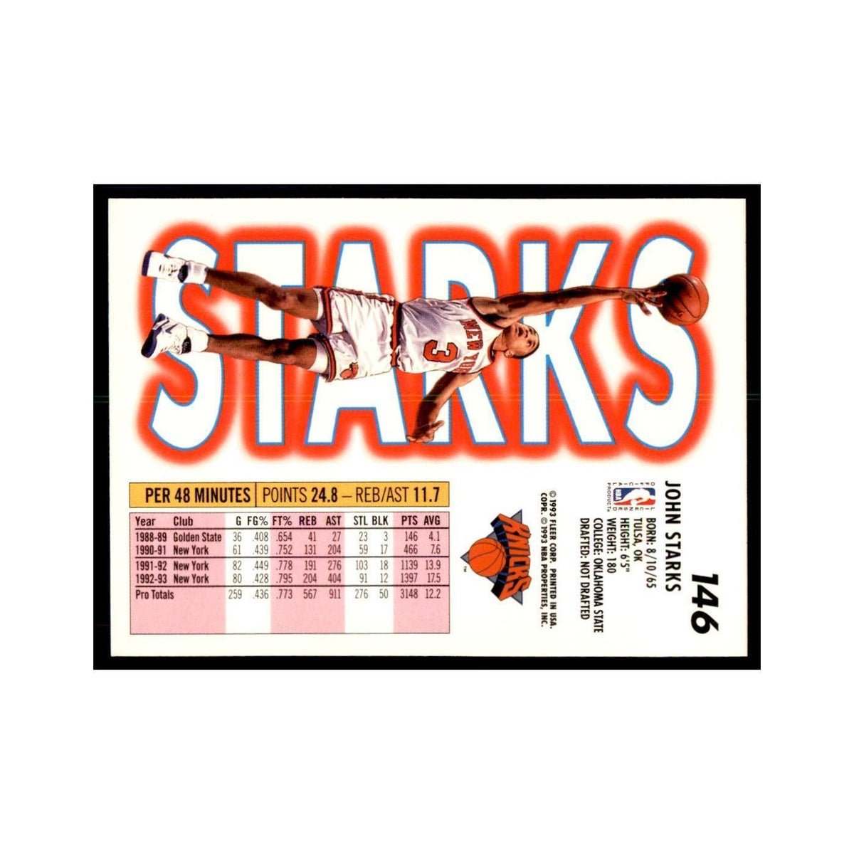 1993 Fleer John Starks Basketball Cards #146