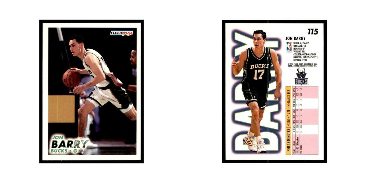 1993 Fleer Jon Barry Basketball Cards #115