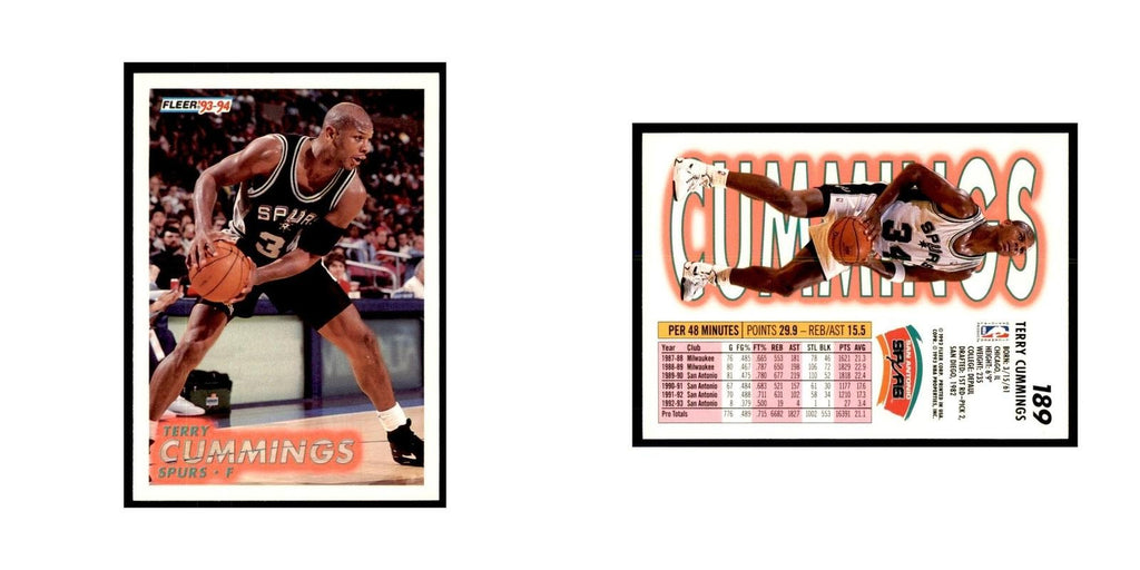 1993 Fleer Terry Cummings Basketball Cards #189