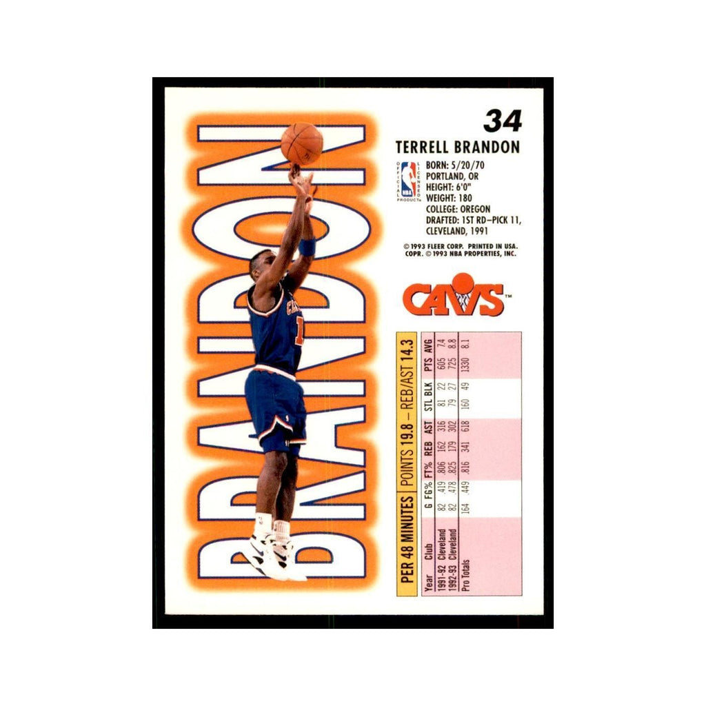 1993 Fleer Terrell Brandon Basketball Cards #34