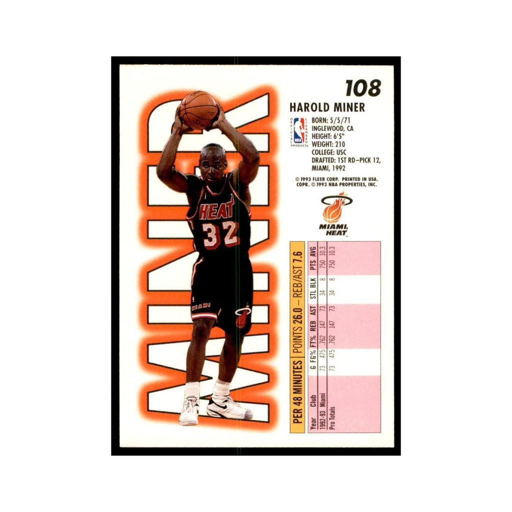1993 Fleer Harold Miner Basketball Cards #108