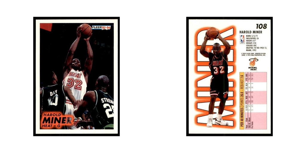 1993 Fleer Harold Miner Basketball Cards #108