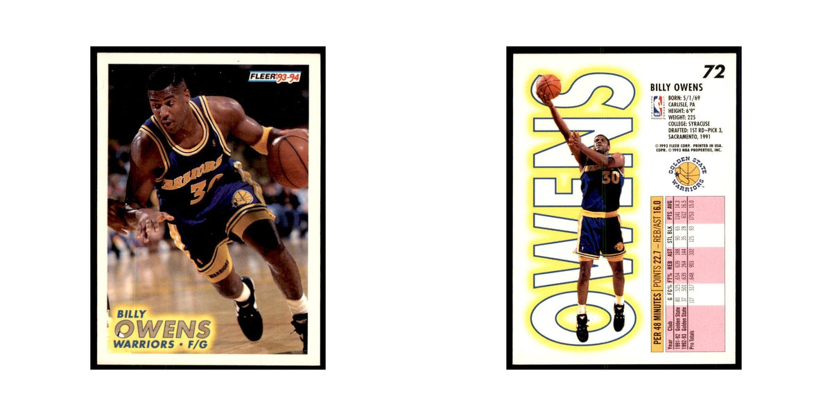 1993 Fleer Billy Owens Cards #72