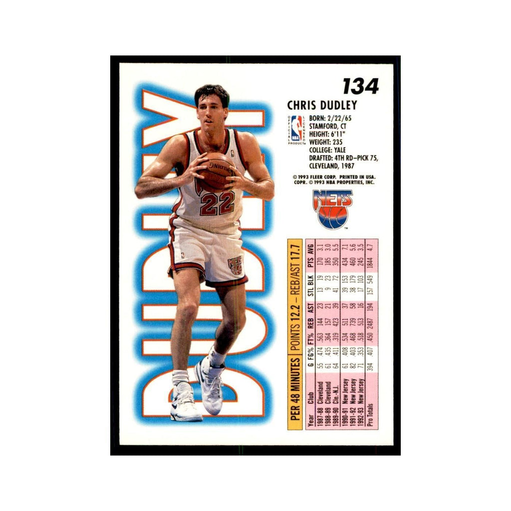 1993 Fleer Chris Dudley Basketball Cards #134