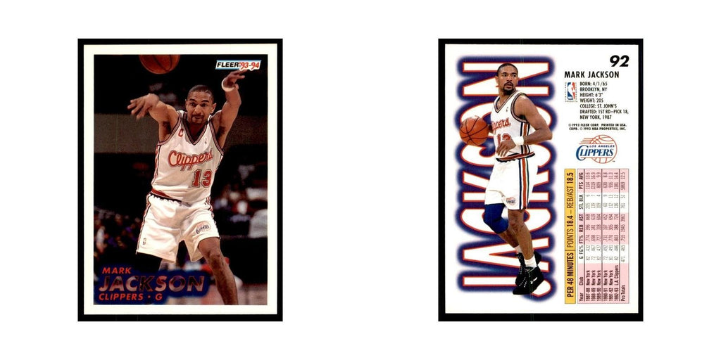 1993 Fleer Mark Jackson Basketball Cards #92