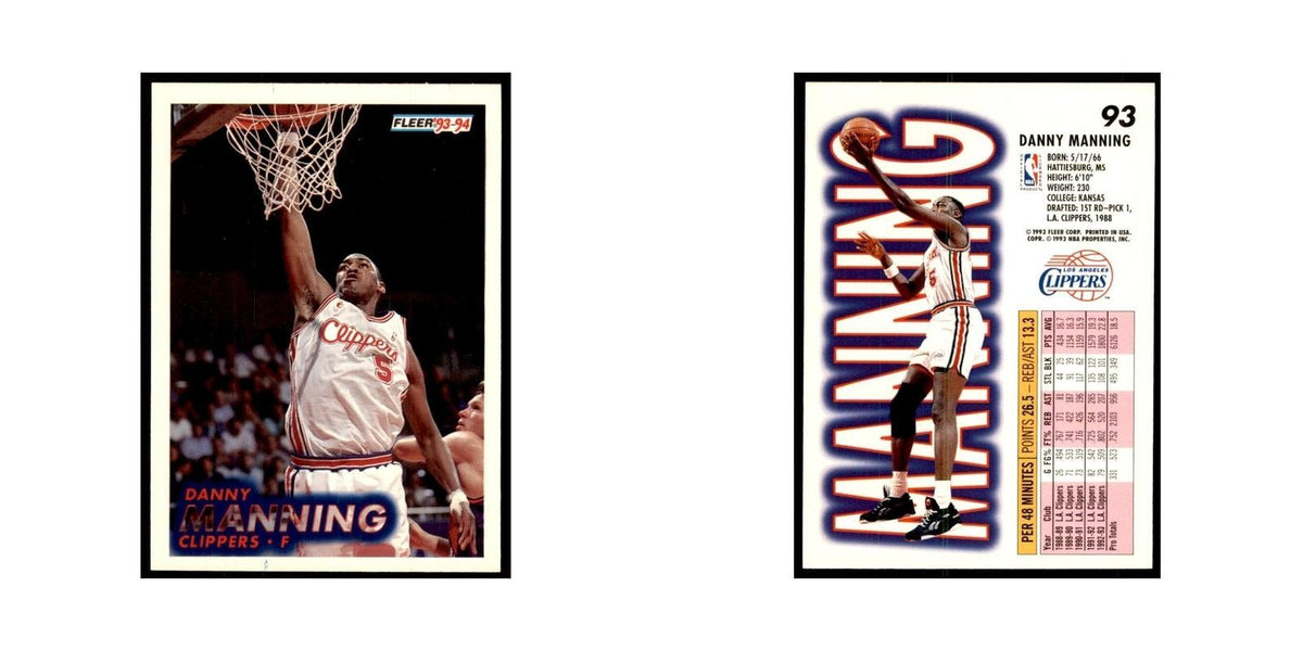1993 Fleer Danny Manning Basketball Cards #93