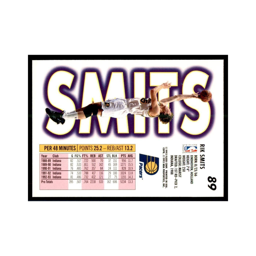 1993 Fleer Rik Smits Basketball Cards #89