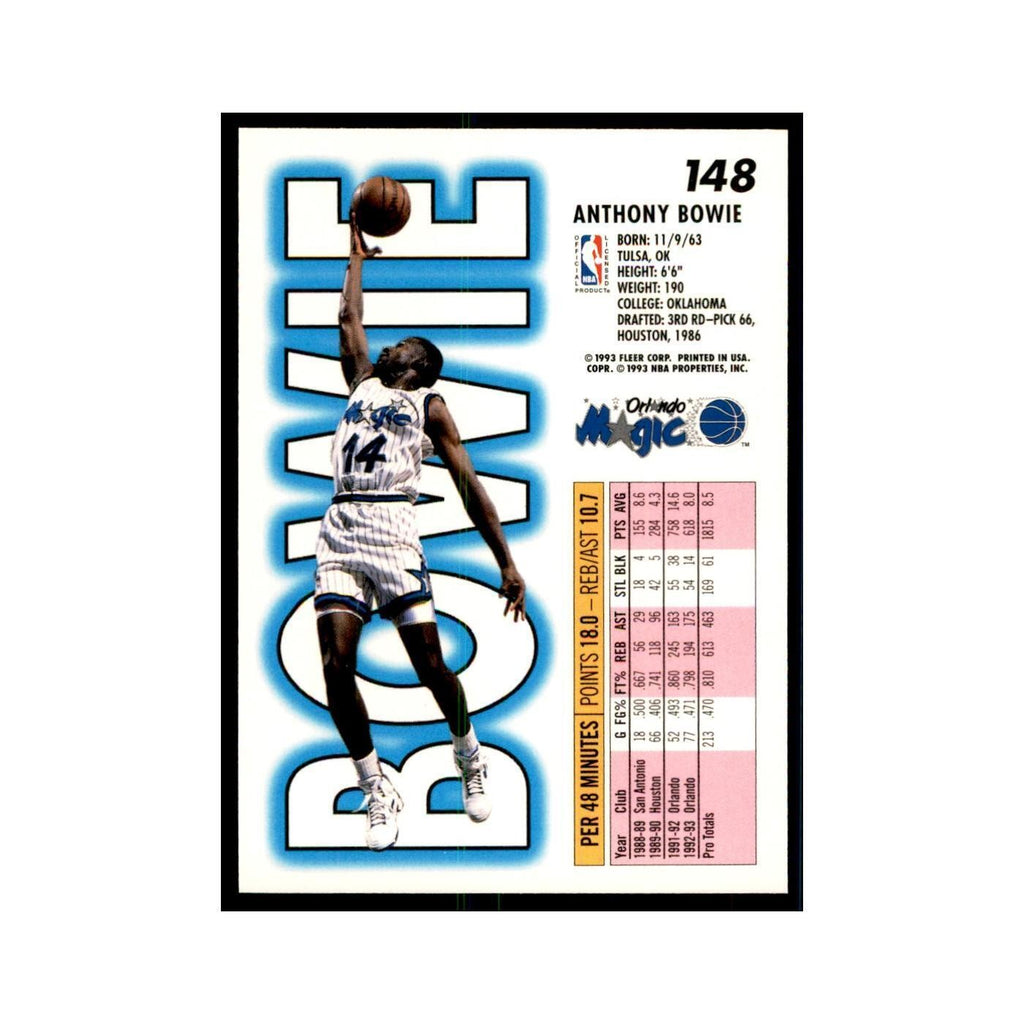 1993 Fleer Anthony Bowie Basketball Cards #148