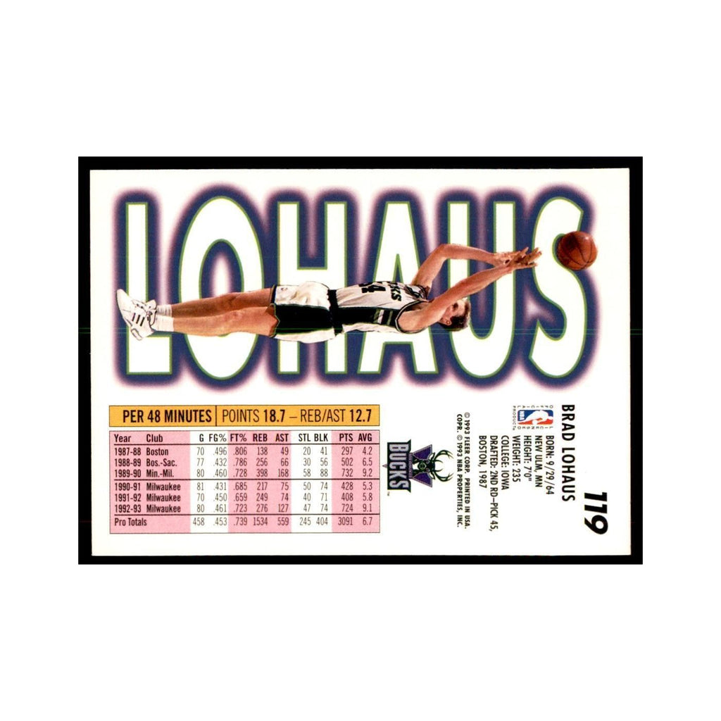 1993 Fleer Brad Lohaus Basketball Cards #119