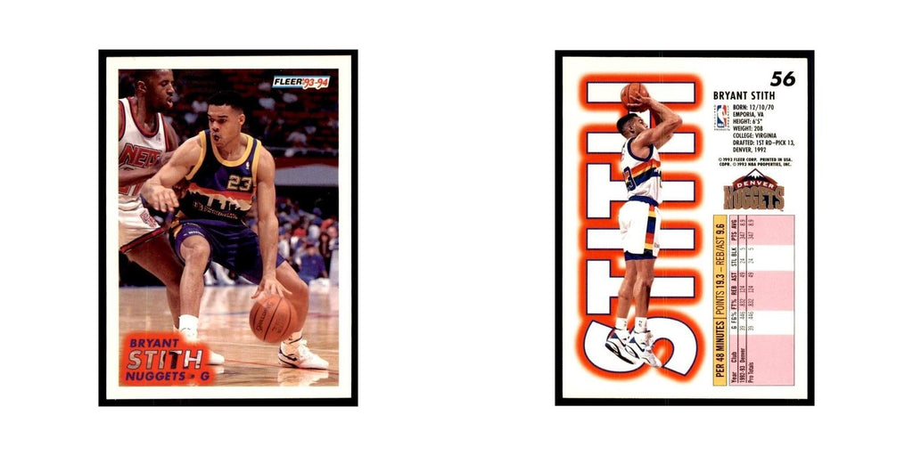 1993 Fleer Bryant Stith Basketball Cards #56