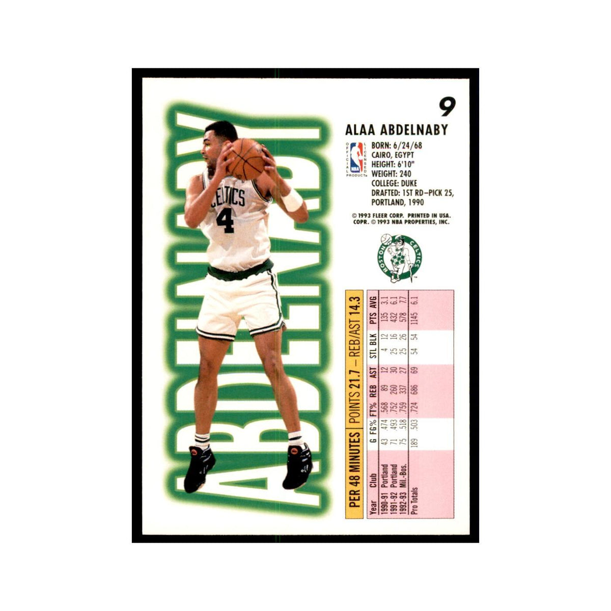 1993 Fleer Alaa Abdelnaby Cards #9