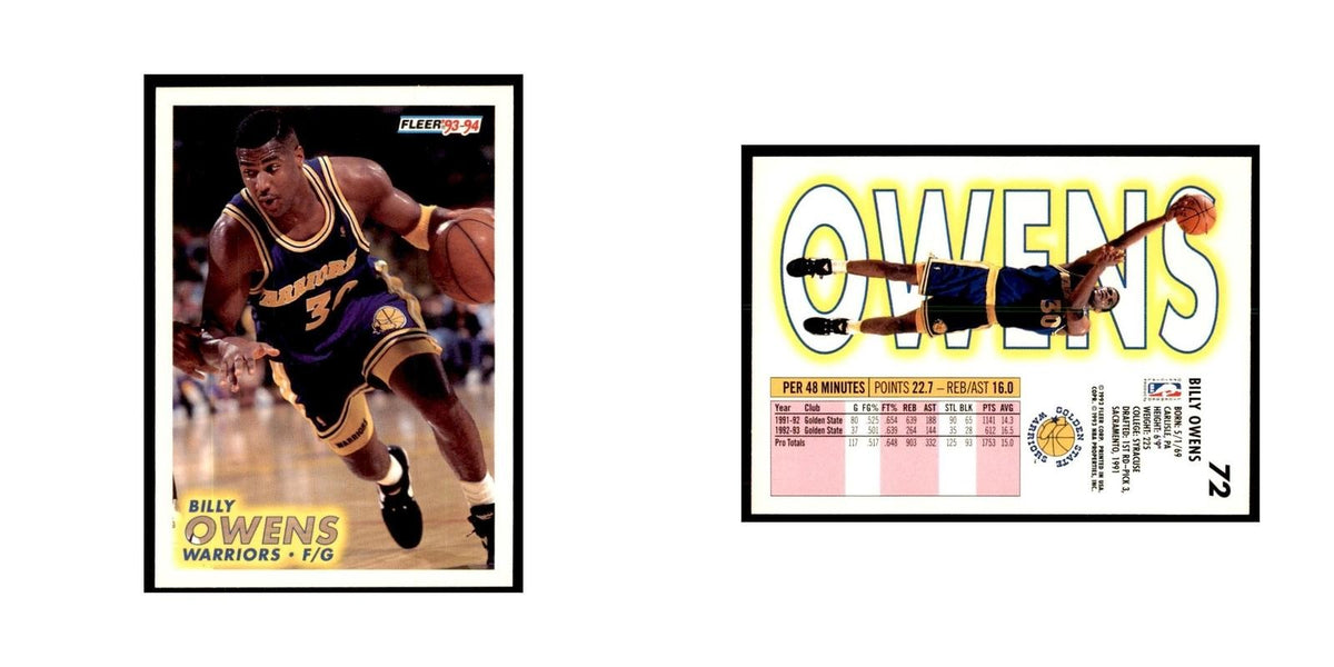1993 Fleer Billy Owens Basketball Cards #72