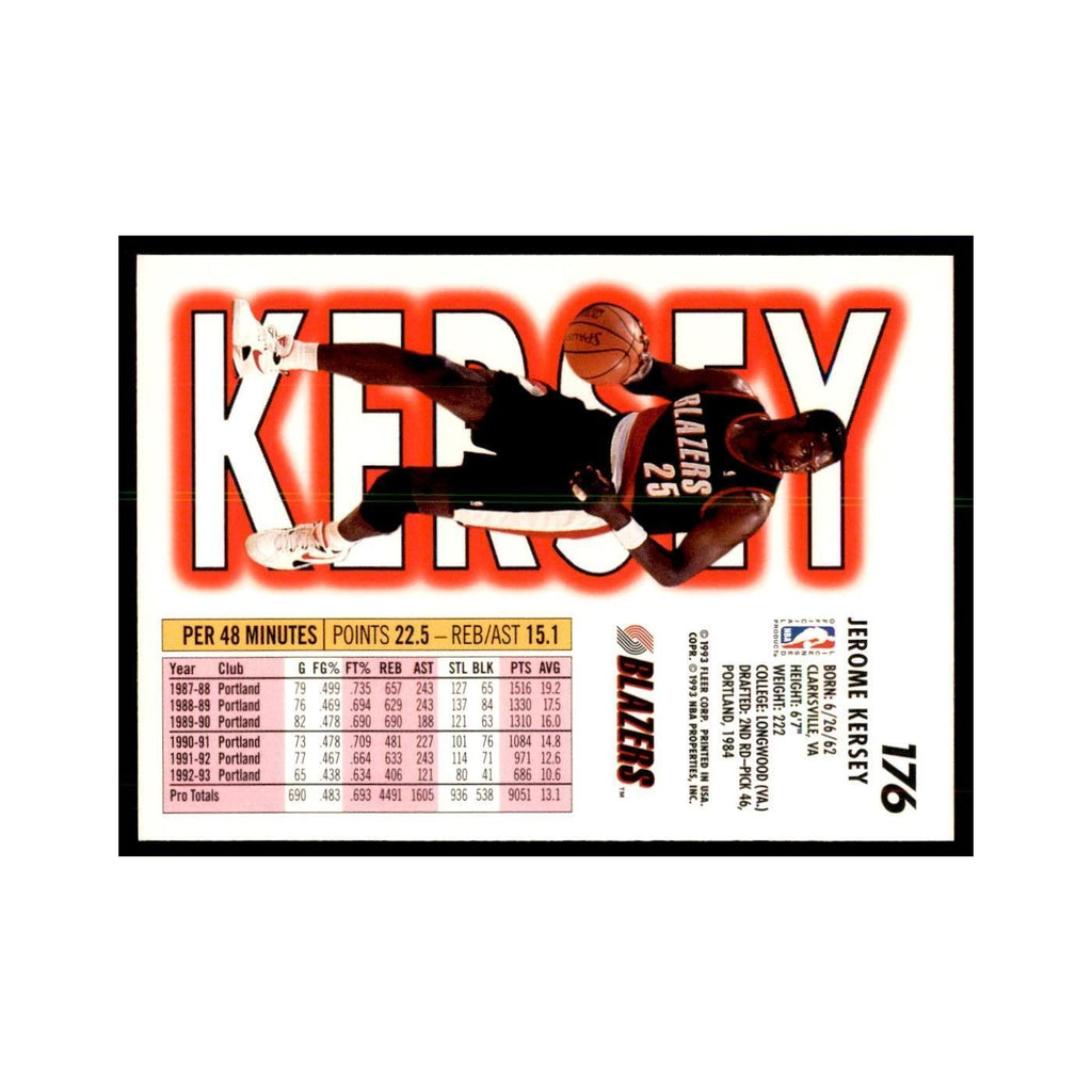 1993 Fleer Jerome Kersey Basketball Cards #176