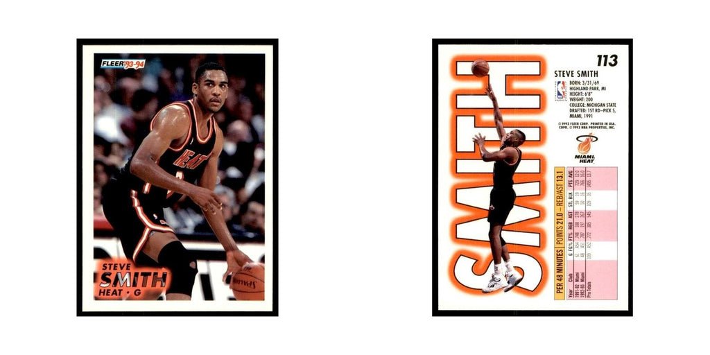1993 Fleer Steve Smith Basketball Cards #113