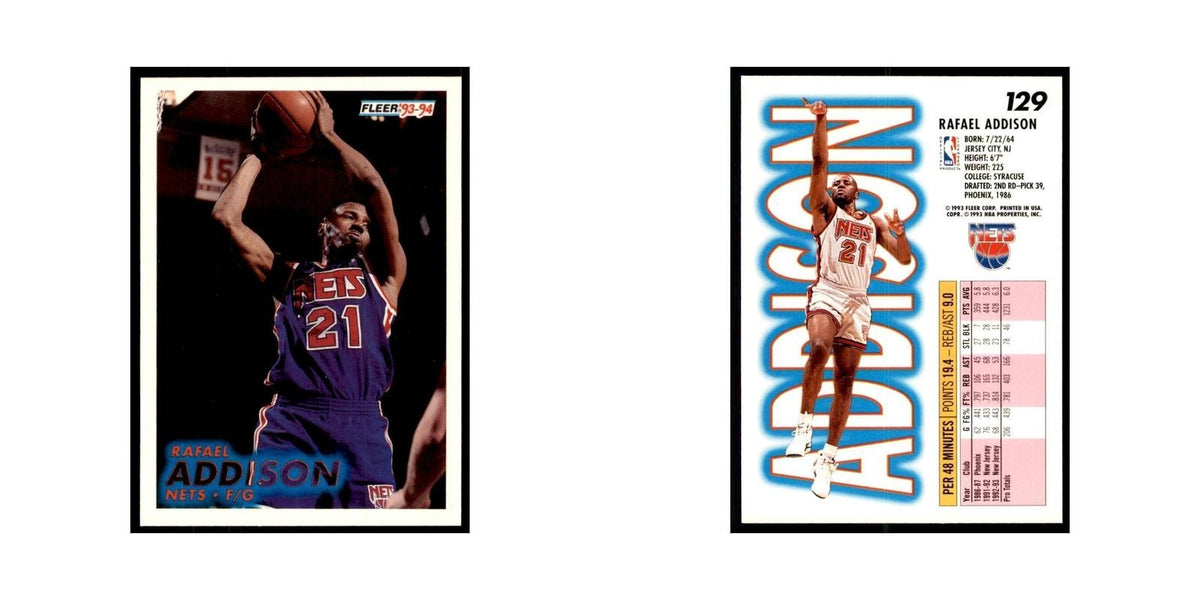 1993 Fleer Rafael Addison Basketball Cards #129