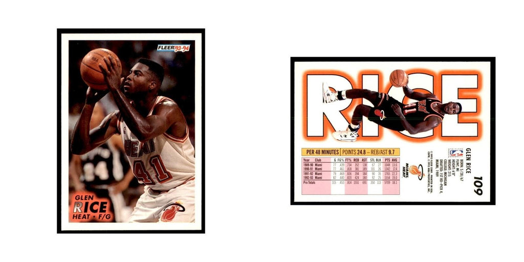 1993 Fleer Glen Rice Basketball Cards #109