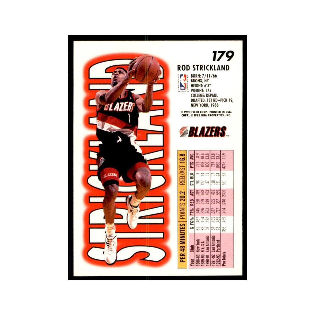 1993 Fleer Rod Strickland Basketball Cards #179