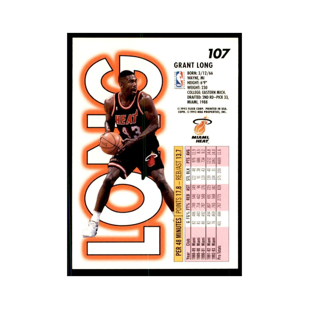 1993 Fleer Grant Long Basketball Cards #107