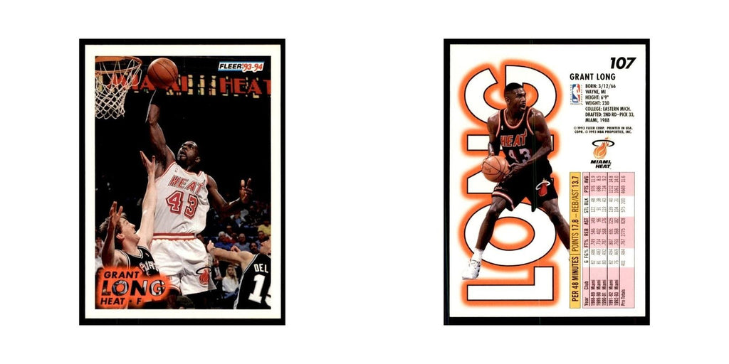 1993 Fleer Grant Long Basketball Cards #107