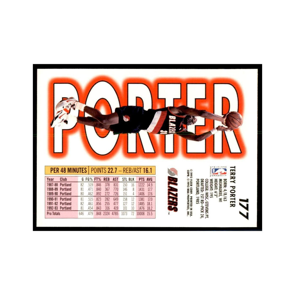 1993 Fleer Terry Porter Basketball Cards #177