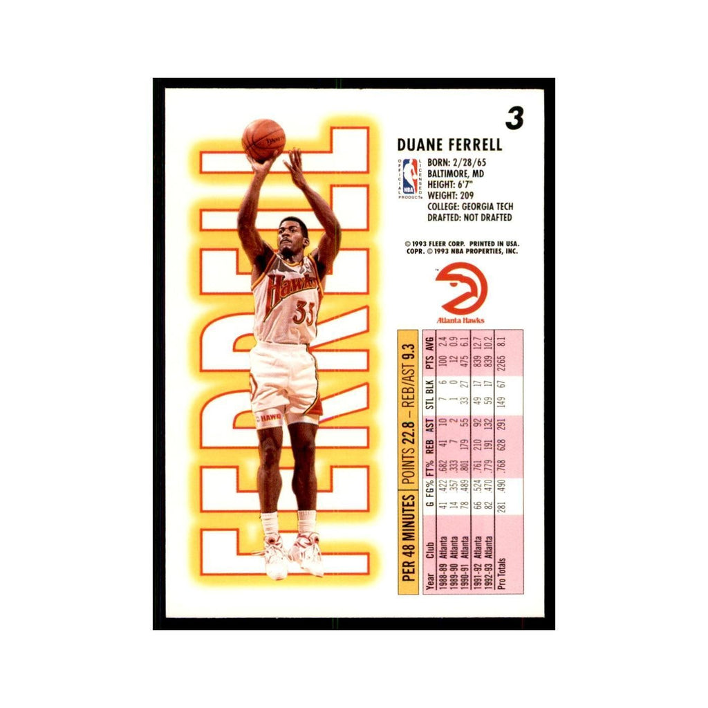 1993 Fleer Duane Ferrell Basketball Cards #3
