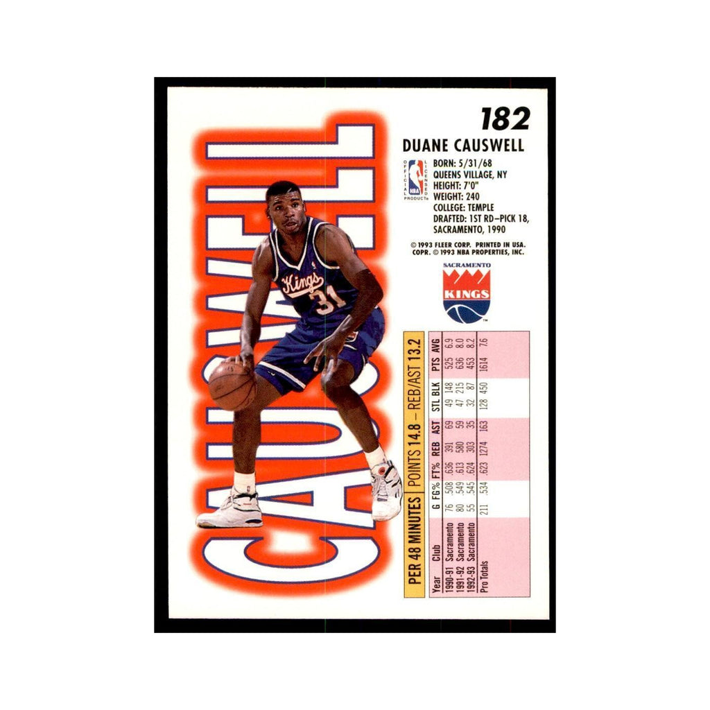 1993 Fleer Duane Causwell Basketball Cards #182