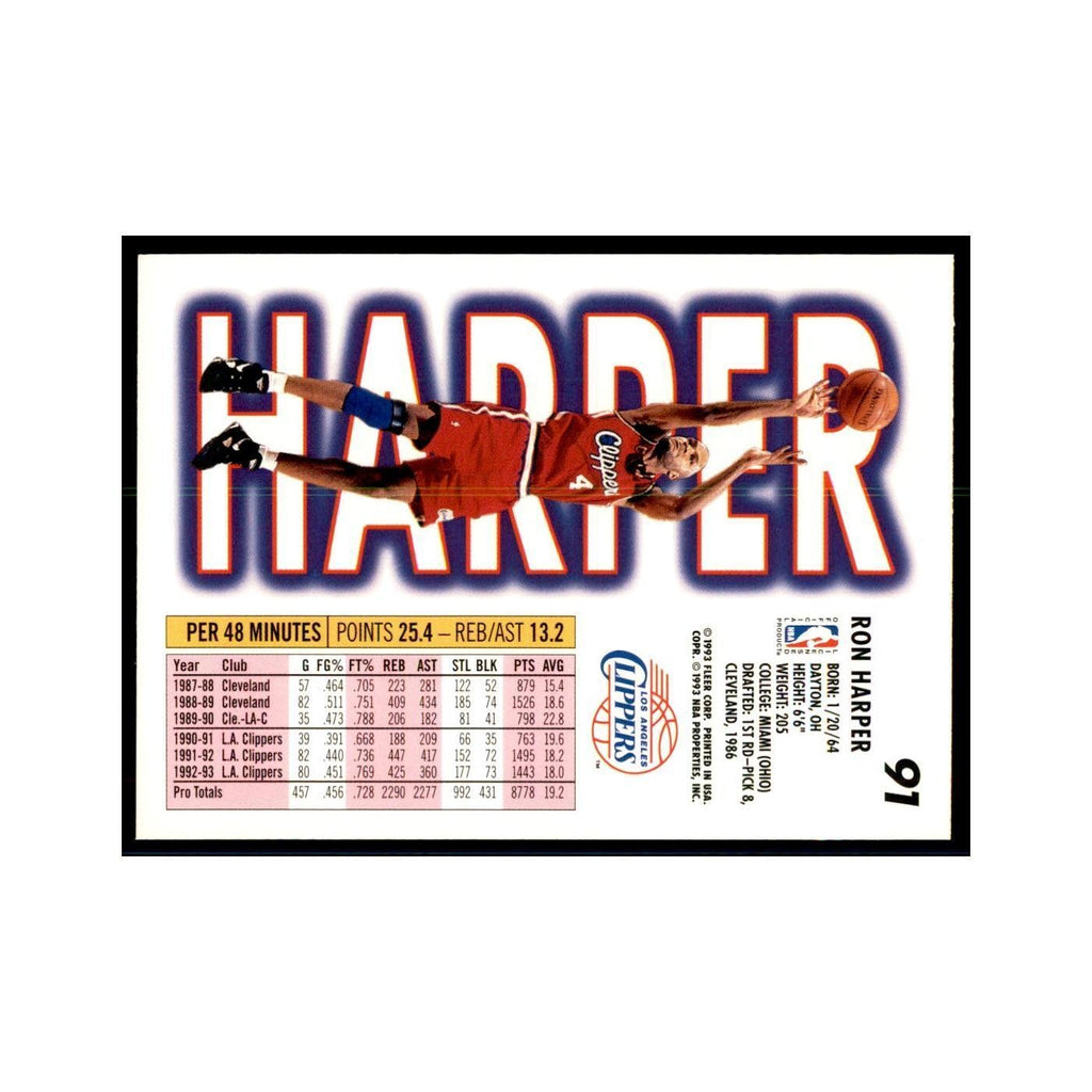 1993 Fleer Ron Harper Basketball Cards #91
