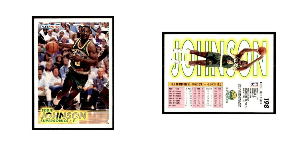 1993 Fleer Eddie Johnson Basketball Cards #198