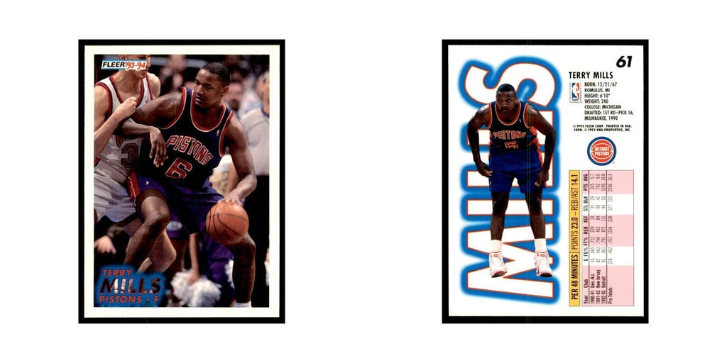 1993 Fleer Terry Mills Basketball Cards #61